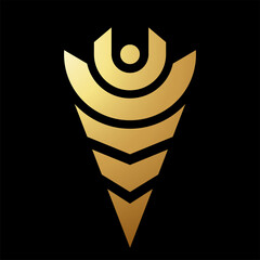 Gold Abstract Spearhead Shaped Totem Icon