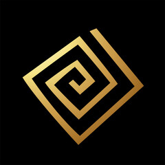 Gold Abstract Spiral Square Icon