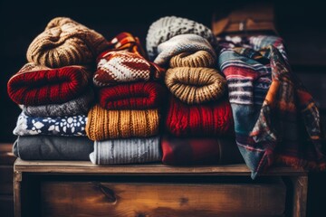 Shots of cozy winter attire like knitted socks, scarves, and mittens, emphasizing the essence of warmth and comfort during chilly days.

