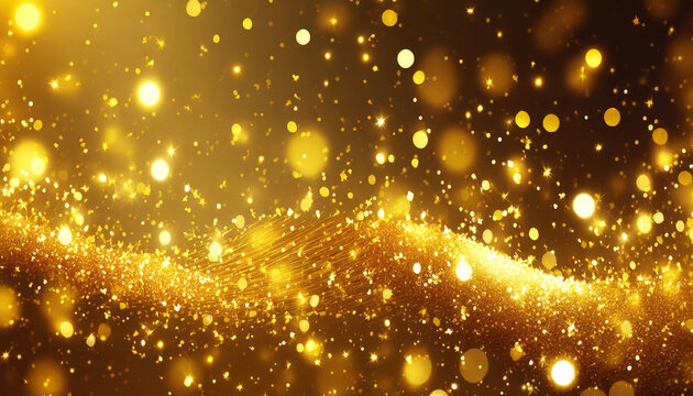 golden christmas particles and sprinkles for a holiday celebration like christmas or new year shiny golden lights wallpaper background for ads or gifts wrap and web design generative ai