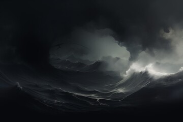  Dark, abstract representation of the ocean's depths, capturing the mystery of the sea. - obrazy, fototapety, plakaty
