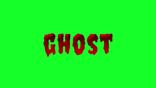 ghost with blood drop writing effect with lightning flashes with greenscreen scream helloween looping alpha 4k theme