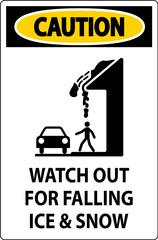 Caution Sign Watch Out For Falling Ice And Snow