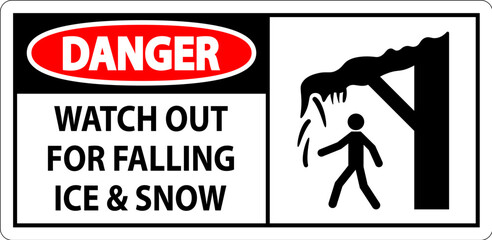 Naklejka premium Danger Sign Watch Out For Falling Ice And Snow