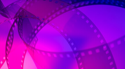 color background with film strip.film industry film festival premiere cinematography concept.