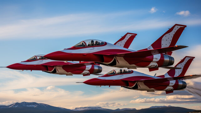Precision and grace as jet teams perform intricate maneuvers in formation