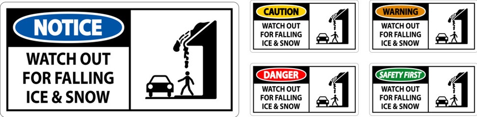 Caution Sign Watch Out For Falling Ice And Snow
