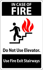 In Case Of Fire Sign Do Not Use Elevators, Use Exit Stairways