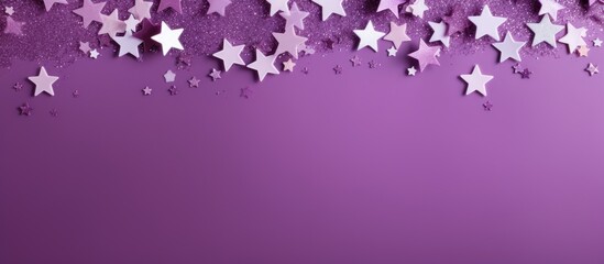 Purple backdrop adorned with glistening white stars