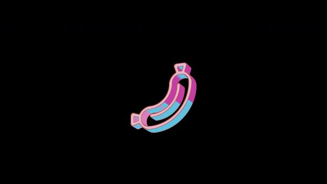 Bright sausage icon is jumping merrily. Retro style. Alpha channel black. Looped from frame 120 to 240, Alpha BW at the end