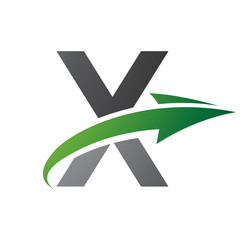 Obraz premium Green and Black Uppercase Letter X Icon with an Arrow