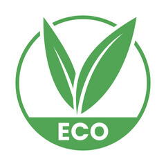 Green Eco Friendly Icon with V Shaped Leaves 2