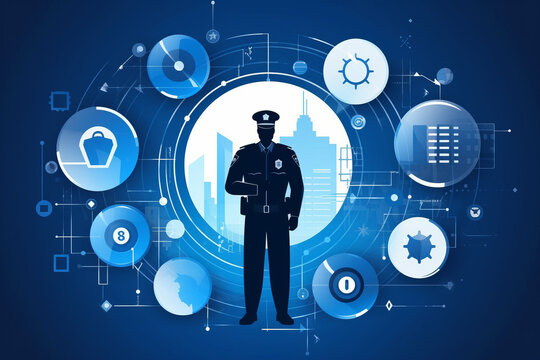 Abstract policing and technology concept.  Cyber crime, etc. 