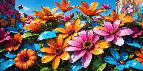 Colorful flowers. Generative AI