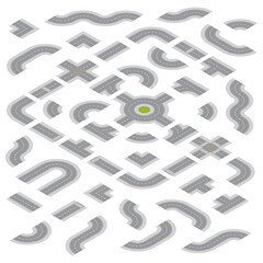 Isometric Light Grey Road Building Kit