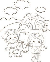 Ancient People Human Life Prehistoric Era Activity Past 
 Cartoon Coloring Pages Activity for Kids and Adult