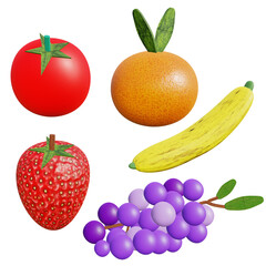 Fruits  on white background