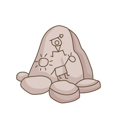 Ancient Tools Past Prehistoric Era Cartoon Illustration Vector Clipart Sticker