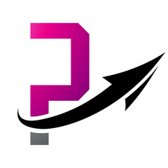 Magenta and Black Futuristic Letter P Icon with an Arrow