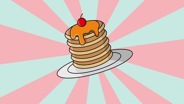 The animation forms a pancake icon with a rotating background