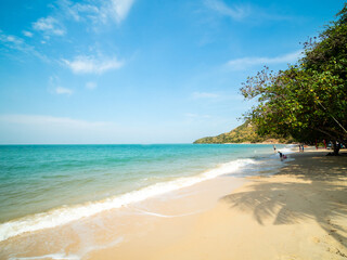 Beautiful Landscape summer panorama look front view nobody  tropical sea beach white sand clean and blue sky background calm Nature ocean wave water travel day time at Sai Kaew Beach Thailand Chonburi