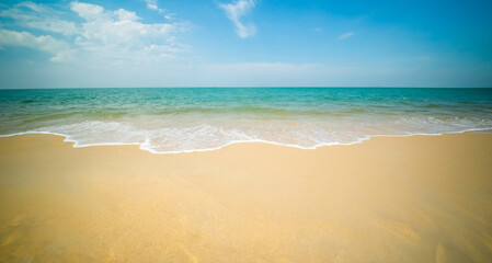 Beautiful Landscape summer panorama front view tropical sea beach white sand clean and blue sky...