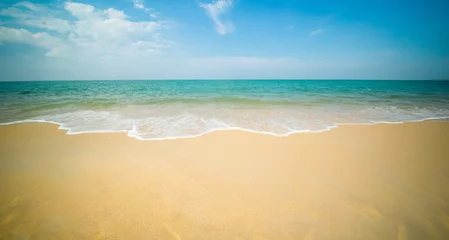 Poster Beautiful Landscape summer panorama front view tropical sea beach white sand clean and blue sky background look calm nobody  nature ocean Beautiful wave water travel Sai Kaew Beach Thailand Chonburi © Singh