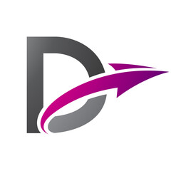 Magenta and Black Uppercase Letter D Icon with an Arrow