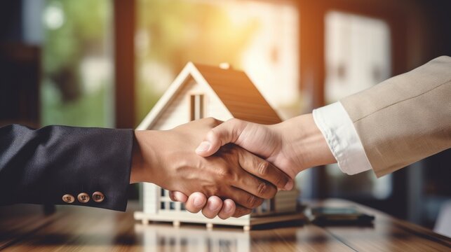 lease, rental and selling home. Dealership manager handshake customer to the new homeowner. rent house, Sales, loan credit financial, insurance, Seller, dealer, installment gen by AI