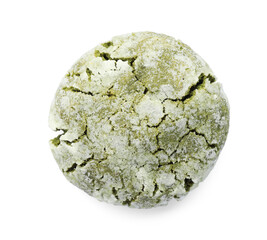 Naklejka premium One tasty matcha cookie on white background, top view