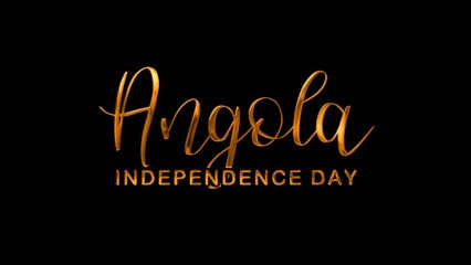 Angola Independence Day Text Animation on Gold Color. Great for Independence Day Celebrations, for banner, social media feed wallpaper stories