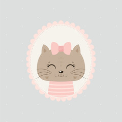 Cute little cat smiling. Print for kids