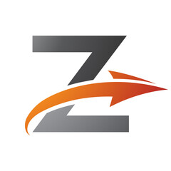 Orange and Black Uppercase Letter Z Icon with an Arrow