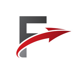 Red and Black Uppercase Letter F Icon with an Arrow