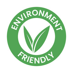 Round Environment Friendly Icon with Green V Shaped Leaves