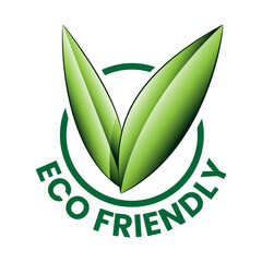 Shaded Green Eco Friendly Icon with V Shaped Leaves 10