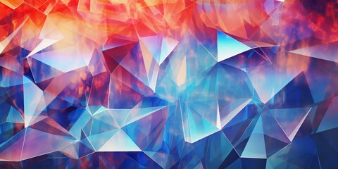 Crystal Prism Mirage: An abstract representation featuring crystal prisms refracting light into a mesmerizing array of colors, creating a kaleidoscope of shapes and hues, radiating elegance and mystiq - obrazy, fototapety, plakaty