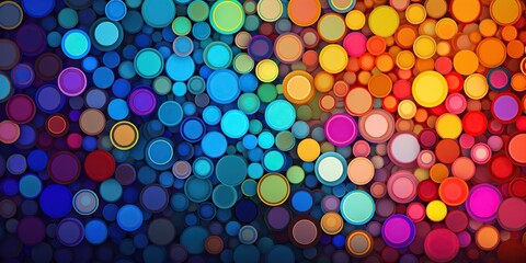 Harmony of Multicolored Circles: An abstract composition of concentric circles in various colors, evoking a sense of harmony. The top space is perfect for text , abstract wallpaper background