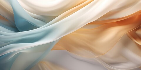 Silk Fabric in Motion: An image evoking the fluidity of silk fabric in motion, with soft and flowing curves, highlighted by a palette of elegant, muted colors that produce an aura of luxury  - obrazy, fototapety, plakaty
