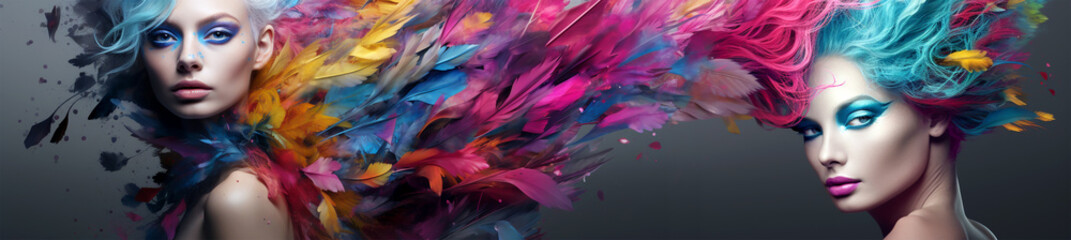 WOMAN IN COLORFUL FEATHERS. legal AI