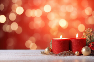 Christmas holiday background with red candles