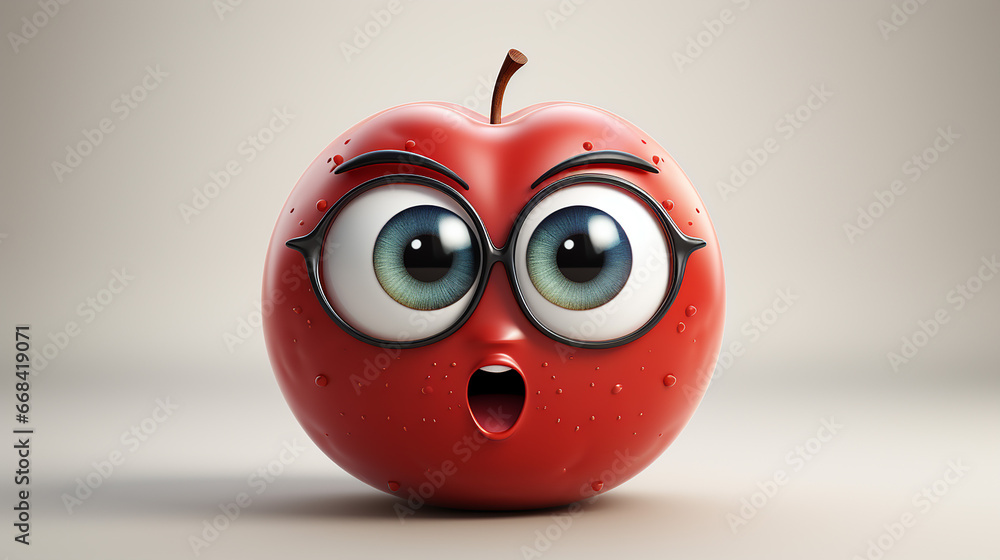 Aufkleber a photo of apple character design made with generative ai