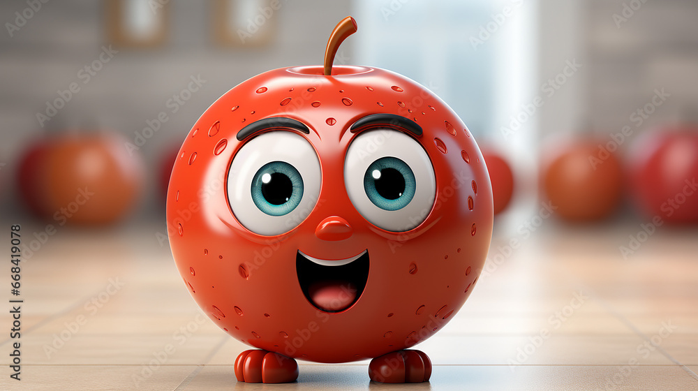 Aufkleber a photo of apple character design made with generative ai