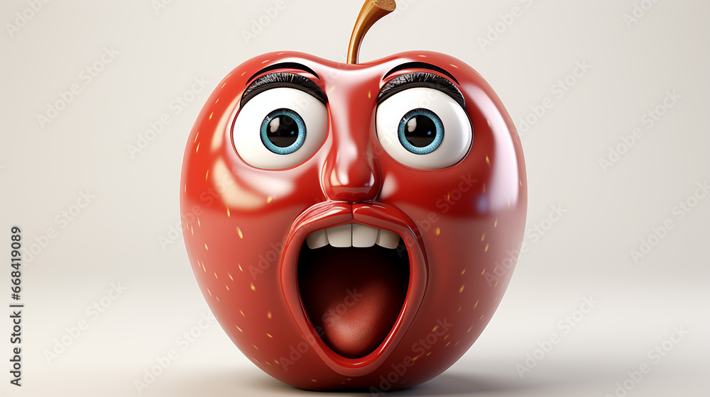 Aufkleber a photo of apple character design made with generative ai