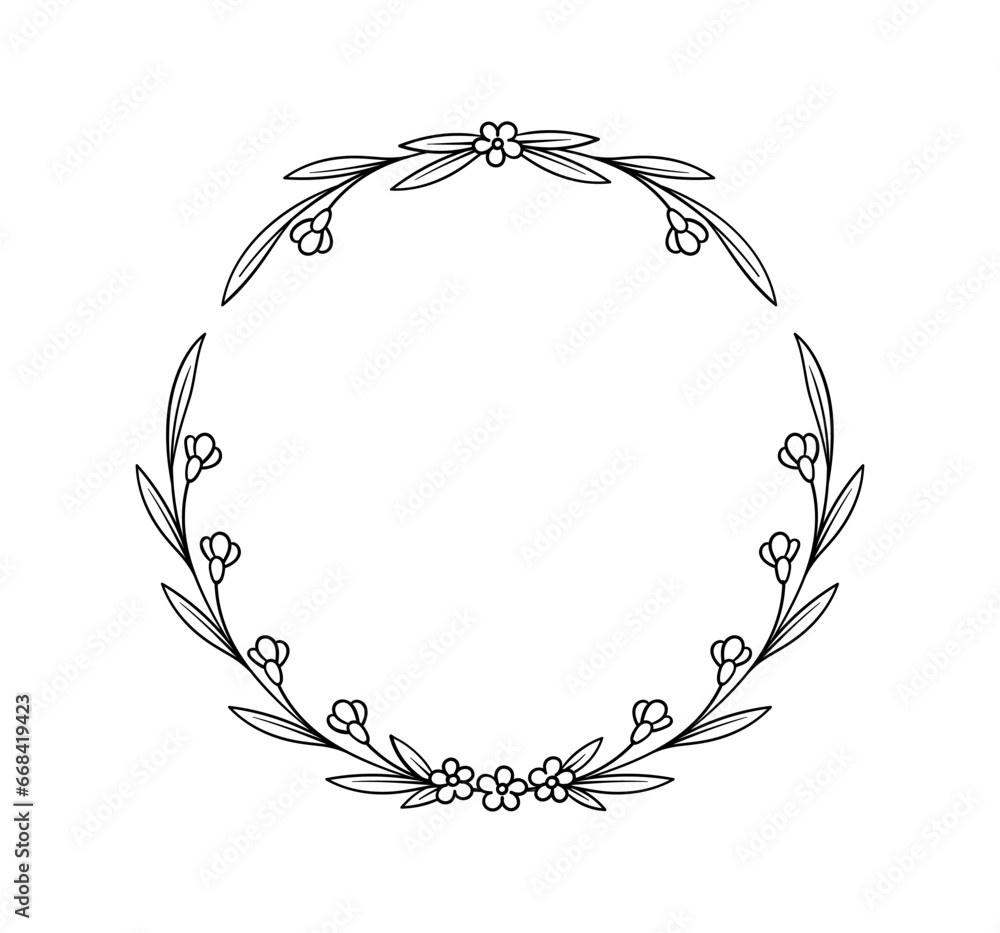 Poster botanical frame line concept. empty space for text. award and reward. summer and spring season. grap