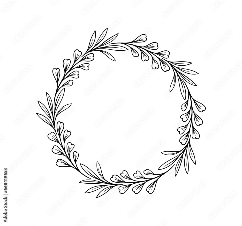 Poster botanical frame line concept. empty space for text and inscriptions. award and reward. sticker for s