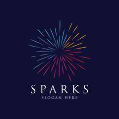 Creative colorful splash logo template design in modern style. Logo type for business, brand, celebration, fireworks, star.