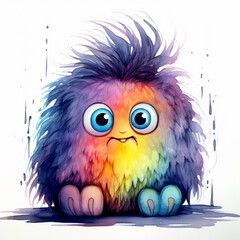 Naklejka premium Determined Watercolor Monster Never Gives Up