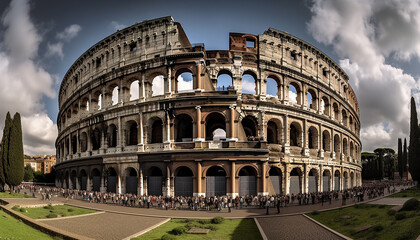 Majestic architecture symbolizes ancient Italian culture in famous town square generated by AI