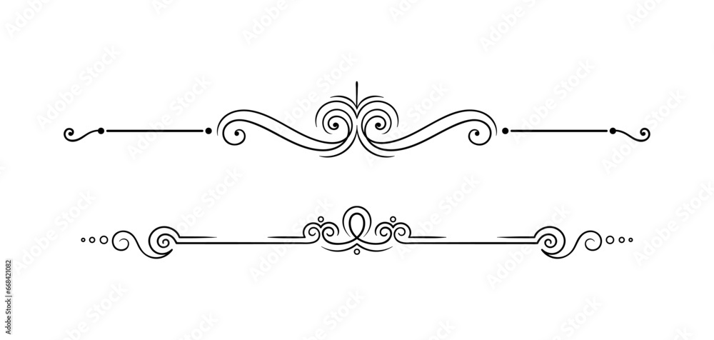Poster calligraphic frame concept. divider for ancient books in retro style. page ornate and decoration. gr